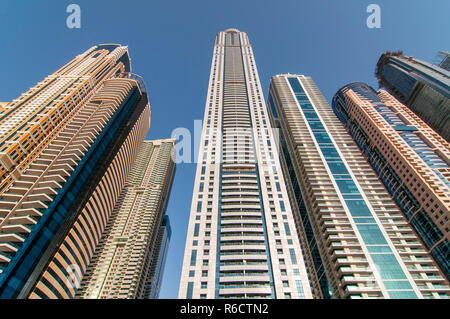 Luxurious Residence Buildings In Dubai Marina, Uae Stock Photo