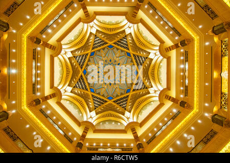 Dome Decoration In Emirates Palace Hotel A Luxurious And The Most Expensive 7 Star Hotel In Abu Dhabi, The Capital City Of United Arab Emirates Stock Photo