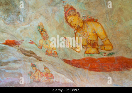  5Th Century Sigiriya Rock Cave Wall Paintings Sigiriya Is Unesco Listed Bildidee 