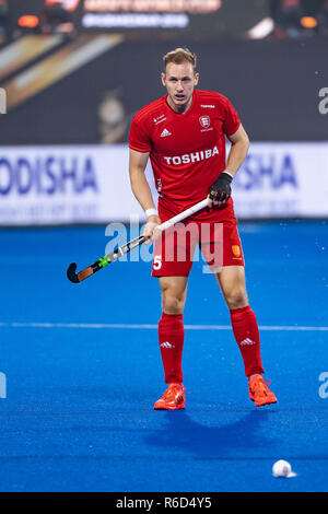 BHUBANESWAR, 04-12-2018, Odisha Hockey Men's World Cup Bhubaneswar 2018. Venue: Kalinga Stadium. David Ames during the game England vs Australia. Stock Photo