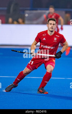 BHUBANESWAR, 04-12-2018, Odisha Hockey Men's World Cup Bhubaneswar 2018. Venue: Kalinga Stadium. Liam Ansell during the game England vs Australia. Stock Photo