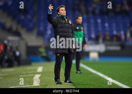 BARCELONA, 4-12-2018. Copa el Rey 2018/ 2019, round of 32 second leg. Espanyol. RCD Espanyol manager Joan Francesc Ferrer Rubi during the game Espanyol 1-0 Cadiz Stock Photo