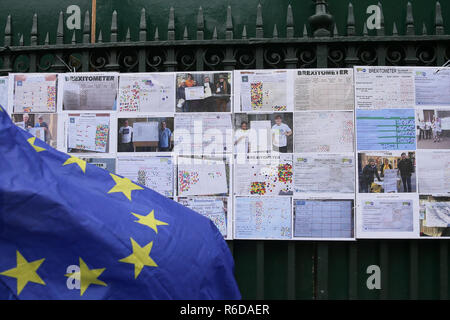 London, UK. 5th Dec, 2018. Photo taken on Dec. 5, 2018 shows 'Brexitometers' which are put on display outside the House of Commons in London, Britain. British Prime Minister Theresa May said the five-day Brexit debate which started Tuesday evening in the House of Commons will set the course Britain takes for decades to come. Next Tuesday MPs will vote on whether to support or reject a deal agreed between May's government and the European Union on Britain's future relationship with Brussels. Credit: Tim Ireland/Xinhua/Alamy Live News Stock Photo