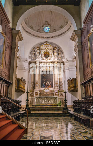 Main altar in the Cathedral of Siracusa. Sicily, southern Italy. Stock Photo
