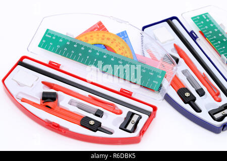 School supplies set on a white background Stock Photo