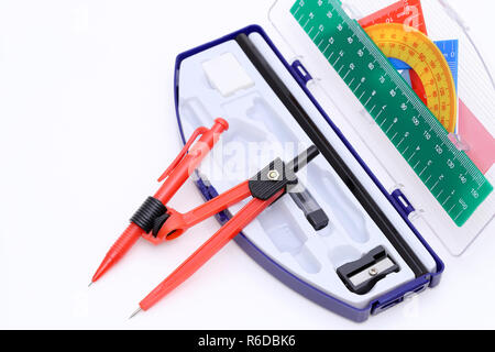 School supplies set on a white background Stock Photo