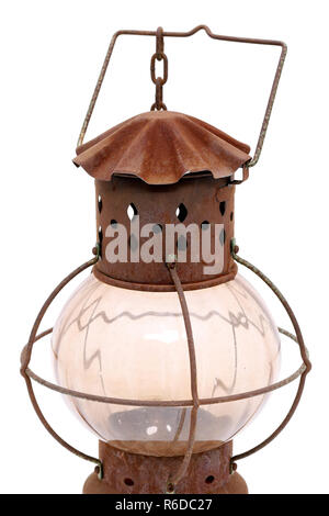 Vintage rusty lantern isolated on white background Stock Photo