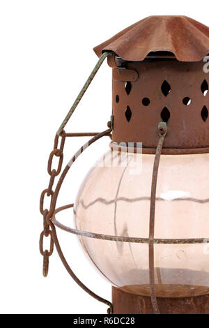 Vintage rusty lantern isolated on white background Stock Photo