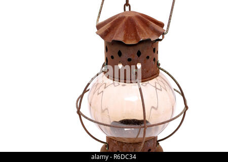 Vintage rusty lantern isolated on white background Stock Photo
