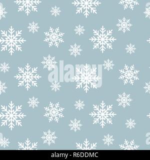 Snowflake seamless pattern. Snow flakes on blue winter background. Abstract wallpaper and gift paper wrap design. Stock Vector