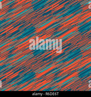 Scribble strokes blue and red seamless pattern. Stock Vector