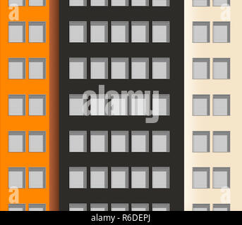 Close up color digital image of high rise building with blinds in the windows Stock Photo