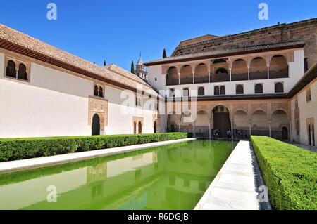 Spain, Andalusia, Granada, The Alhambra, Classified As World Heritage By Unesco, Patio De Los Arrayanes (Court Of The Myrtles) Stock Photo