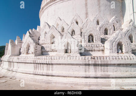 White Pagoda Of Hsinbyume Aka Taj Mahal Of Myanmar Located In Mingun, Mandalay Stock Photo