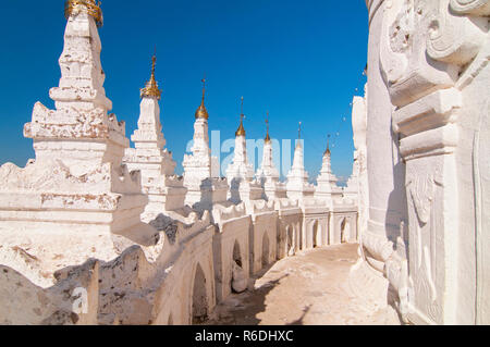 White Pagoda Of Hsinbyume Aka Taj Mahal Of Myanmar Located In Mingun, Mandalay Stock Photo