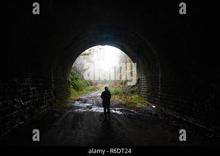 A walk through the disused Glenfarg Railway tunnels in Perth and Kinross Scotland. Stock Photo