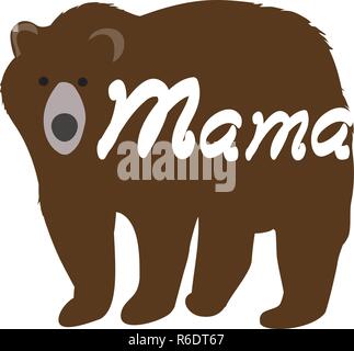 vector illustration of a mama bear. cute animal background. Stock Vector