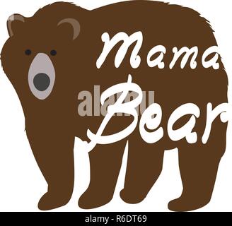 vector illustration of a mama bear. cute animal background. Stock Vector