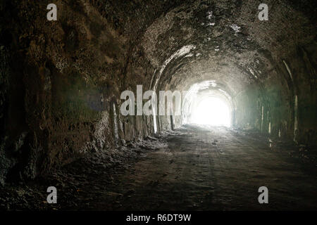 A walk through the disused Glenfarg Railway tunnels in Perth and Kinross Scotland. Stock Photo