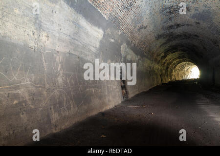 A walk through the disused Glenfarg Railway tunnels in Perth and Kinross Scotland. Stock Photo