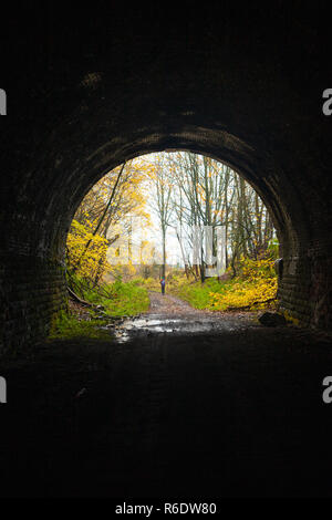 A walk through the disused Glenfarg Railway tunnels in Perth and Kinross Scotland. Stock Photo