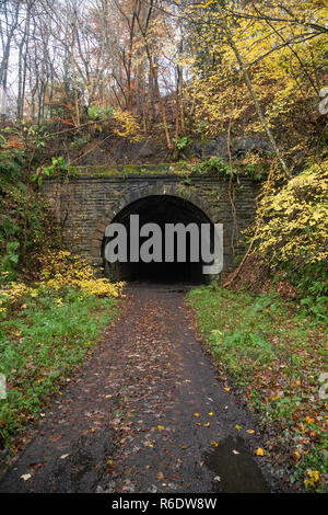 A walk through the disused Glenfarg Railway tunnels in Perth and Kinross Scotland. Stock Photo