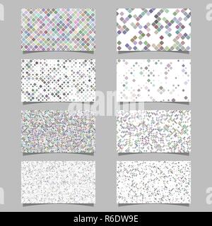 Abstract diagonal square pattern mosaic card background template set Stock Vector
