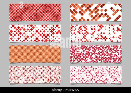 Abstract modern diagonal rounded square pattern banner background set Stock Vector