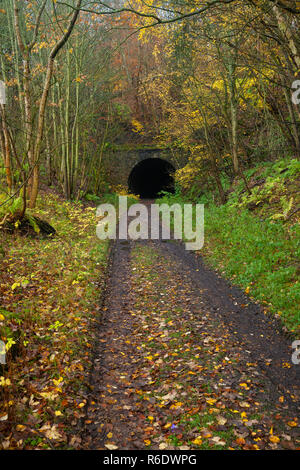 A walk through the disused Glenfarg Railway tunnels in Perth and Kinross Scotland. Stock Photo