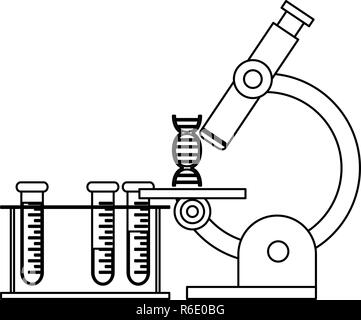 Science experiments and investigation black and white Stock Vector