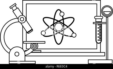 Science experiments and investigation black and white Stock Vector