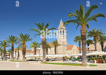 Main Seafront Promenade In Trogir, Dalmatia, Croatia Stock Photo