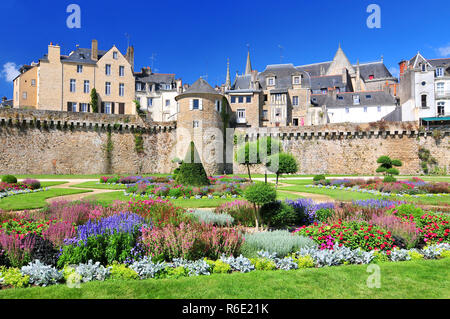 The Walls Of The Ancient Town And The Gardens In Vannes Brittany Northern France Stock Photo