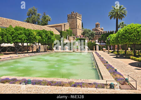 Gardens In The Alcazar Of Christian Monarchs In Cordoba, Andalusia Spain Stock Photo