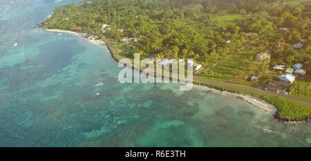 Corn island on sunny day aerial above view Stock Photo