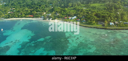 Paradise beach theme aerial view. Corn island in NIcaragua Stock Photo