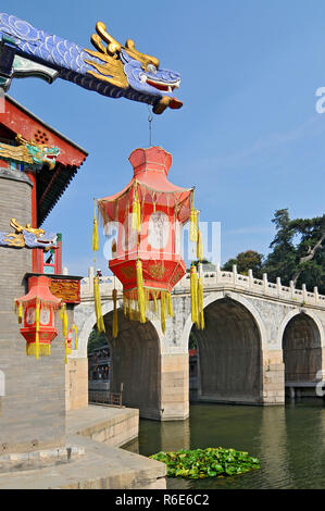 Suzhou Market Street In Summer Palace, Beijing, China Along The Back Lake, The Street Design Imitates The Ancient Style Of Shops In Suzhou City Stock Photo