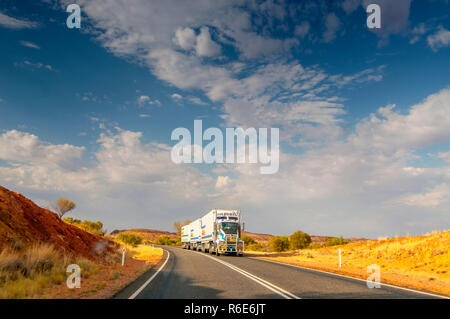 Road Train In Outback Queensland, Australia Stock Photo