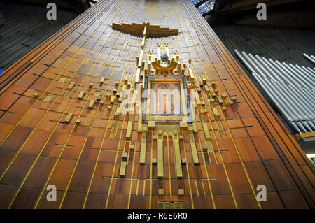 Image Of Our Lady Of Guadalupe In The New Basilica In Mexico City Stock Photo