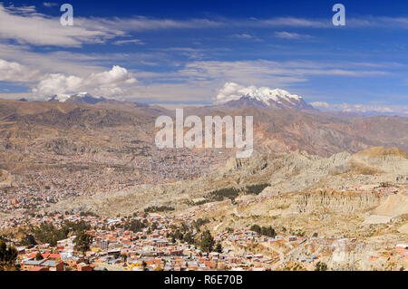 View Of Mount Illamani And La Paz, Bolivia, South America Stock Photo