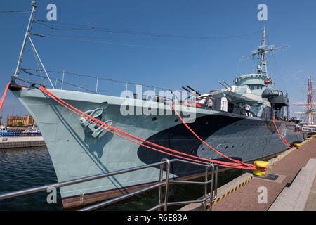 Ship Museum Grom Class Destroyer Orp Blyskawica (Thunderbolt) In Port Of Gdynia City, Poland Stock Photo