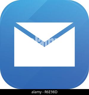 Envelope flat icon, mail glossy icon isolated on white background Stock Vector