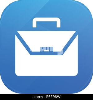 Briefcase business flat icon, glossy icon isolated on white background Stock Vector