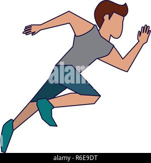 Fitness man running blue lines Stock Vector Image & Art - Alamy