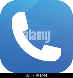 Telephone symbol flat icon, handset glossy icon isolated on white background Stock Vector