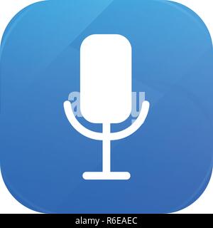 Microphone flat icon, rcording glossy icon isolated on white background Stock Vector