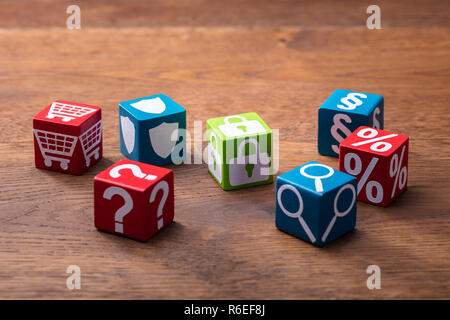 Colorful Social Symbols On The Wooden Blocks Stock Photo