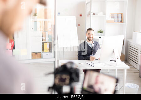 Smiling Office Worker Posing Stock Photo