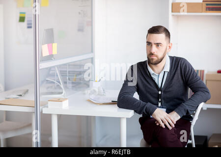 Businessman Waiting in Office Stock Photo