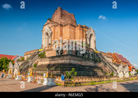 Wat Chedi Luang (Temple Of The Big Stupa Or Temple Of The Royal Stupa) Is A Buddhist Temple In The Historic Centre Of Chiang Mai, Thailand Stock Photo